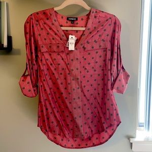 Red Express Blouse with Black Polka Dots